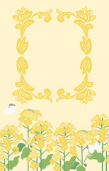 Textile Style Nanohana (Canola Flower) Vector Template (No Text) | Spring Floral Background Illustration