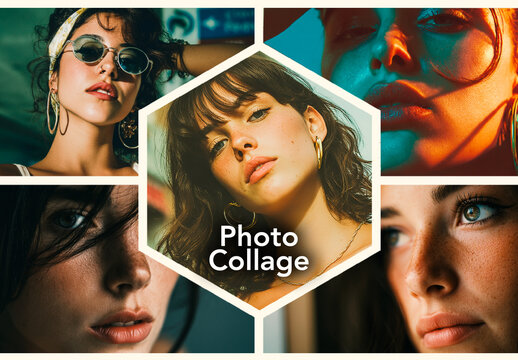 Hexagon Grid Photo Collage Effect