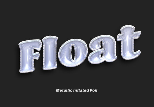 Metallic Inflated Foil Balloon Text Effect