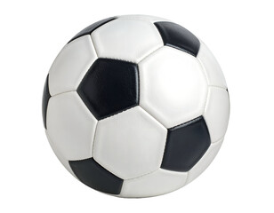 Classic black and white hexagonal patterned sphere, isolated on black