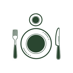 Minimalist Table Setting Line Art Icon
