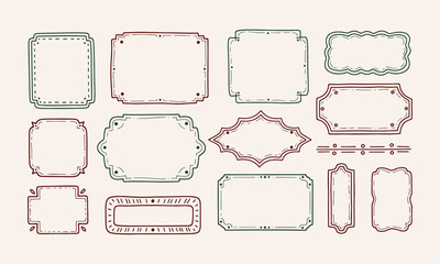 Vintage Decorative Frame Collection Hand-Drawn Outline Label Borders Set