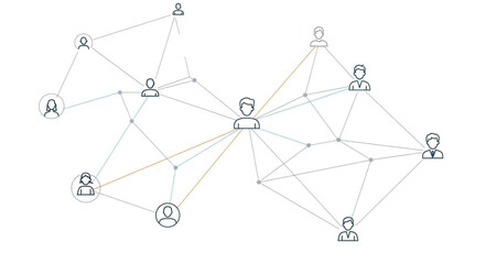 Network of interconnected people icons representing social connections.