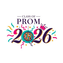 A colorful design for a prom theme, with a disco ball and confetti © Sindi