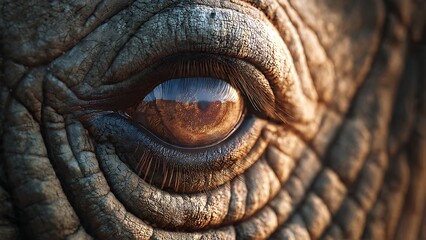 Close-Up of a Majestic Animal Eye Reflecting Nature's Beauty and Texture