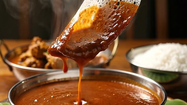 Delicious Appam and Chicken Curry A Traditional South Indian Meal.