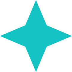 Obraz premium A simple teal four-pointed star shape on a white background, a basic graphic element.