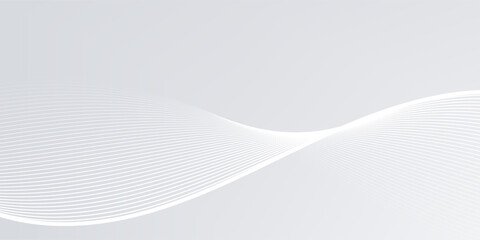 White and Grey Abstract 3D Geometric Background with Futuristic Light Waves