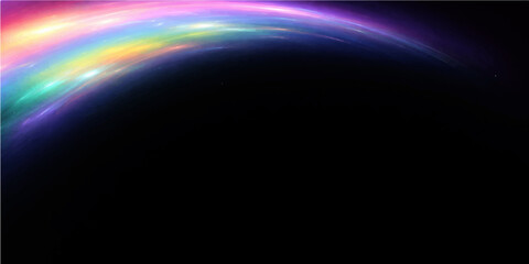 A glowing blue planet Earth shines within the dark universe as a sphere of light near the sun and moon, creating an artistic design of rays across the starry black sky of the galaxy © alien