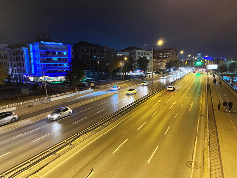 ISTANBUL, TURKEY - OCTOBER 31: Bakirkoy District, Kennedy Street (Turkish: Kennedy Caddesi) at night on October 31, 2025 in Istanbul, Turkey.