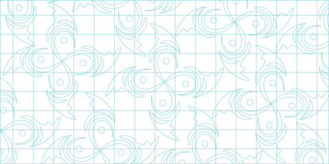 Obraz premium Abstract light blue and white grid pattern with subtle wavy lines.