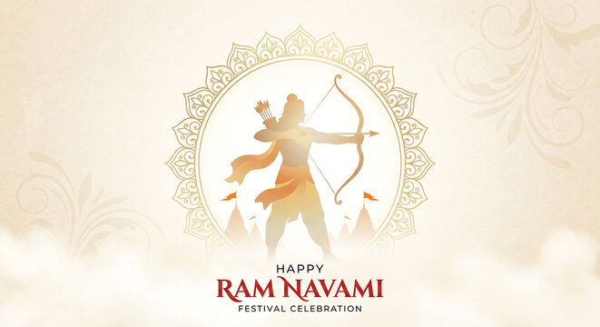 Ram Navami festival celebration with Lord Rama silhouette