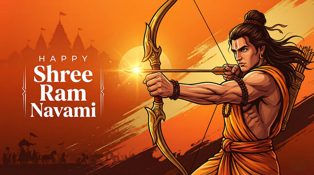 Shree Ram Navami celebration with Lord Rama illustration