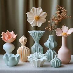 Obraz premium Elegant Still Life with Minimalist Pastel Ceramic Decor