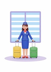 美しい女性は荷物を持つ