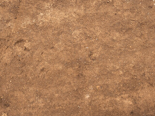 Rough organic brown ground texture a dirtied earth background of natural land. Soil Texture
