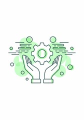 手が歯車を優しく支える