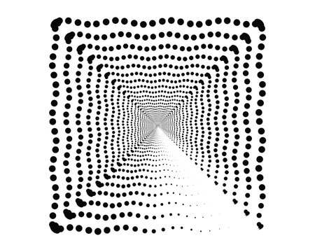 Abstract Halftone Square Spiral Tunnel