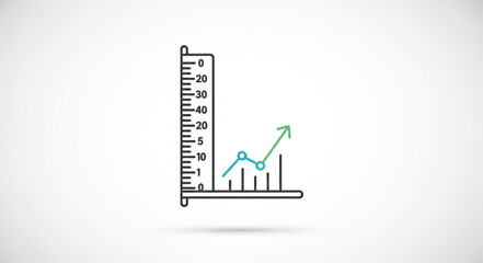 Hand drawn doodle style business growth chart with upward trend line.