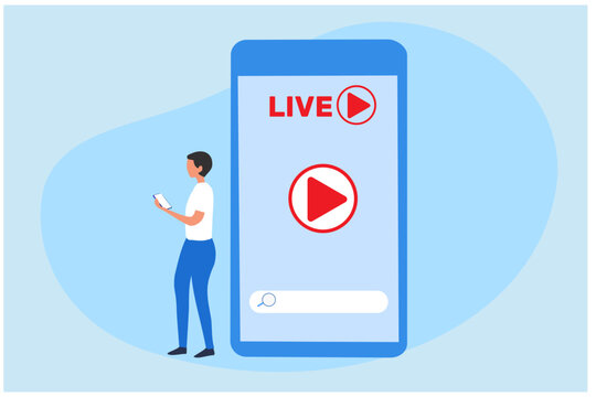 Live streaming youtube concept vector illustration