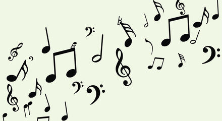 A musical composition of black notes, clefs, and other symbols on a cream background © Yadaza