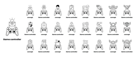 A collection of game controllers with the word controller at the top © toonsteb