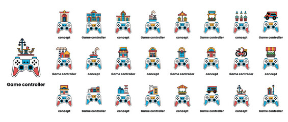 A collection of video game controllers with a variety of designs © toonsteb