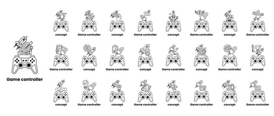 A black and white image of a video game controller with a list of different cont © toonsteb