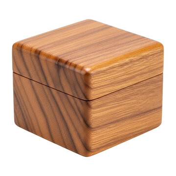 Handcrafted wooden keepsake box isolated on transparent background
