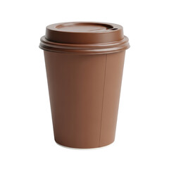 Single disposable coffee cup with lid isolated on transparent background