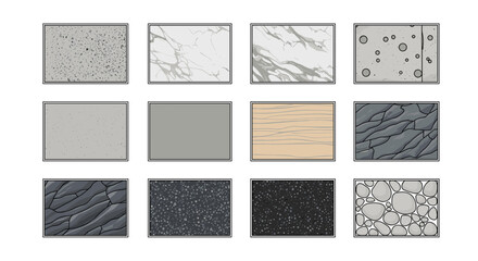 Collection of various textured stone and tile surfaces for design