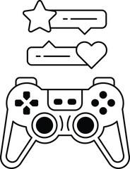 A black and white image of a video game controller with a heart and stars on it © toonsteb