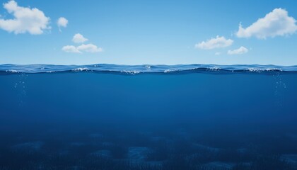 Vast ocean horizon meeting distant land under a clear sky