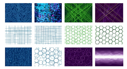 Collection of digital abstract backgrounds with geometric patterns