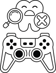 A black and white image of a video game controller with a toothbrush © toonsteb