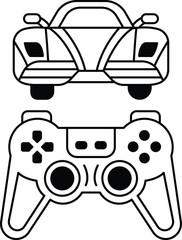 A car and a video game controller are shown side by side © toonsteb