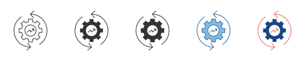 Gear refresh and error icons a versatile vector set for system processes, updates, and maintenance troubleshooting
