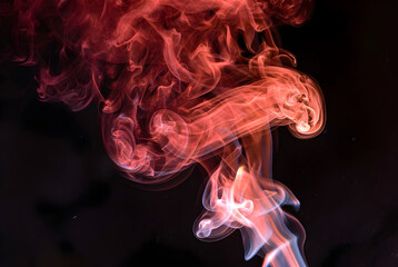 Fototapeta premium Elegant Red Smoke Trails with Blue Tones on Black Background image photo