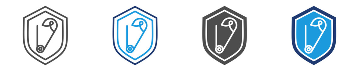 safety pin icon set multiple style