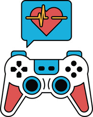 A black and white image of a video game controller with a heart on it © toonsteb