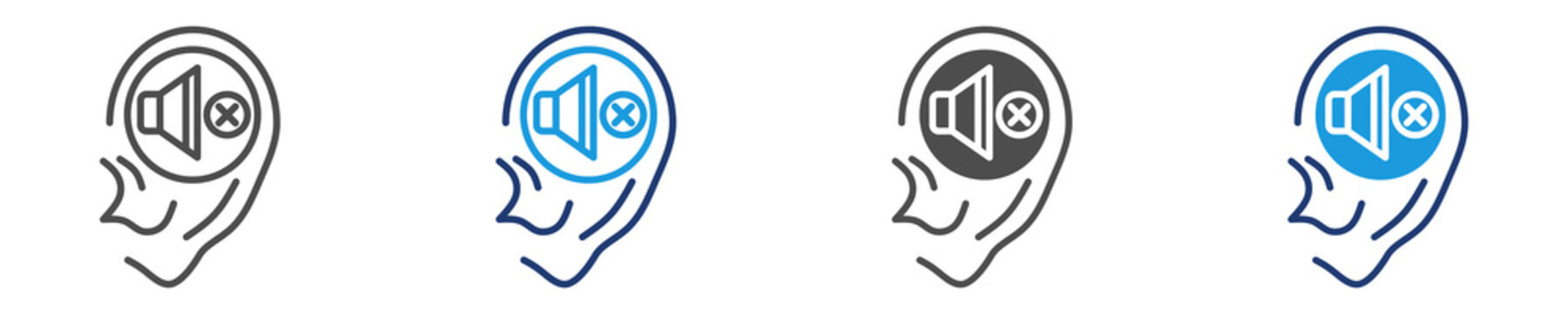deafness icon set multiple style