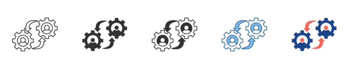 Obraz premium Iconic representation of interconnected human resources driving process efficiency, emphasizing teamwork, collaboration, and systematic operational workflow