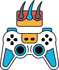 A black and white image of a video game controller with a pair of scissors on to © toonsteb