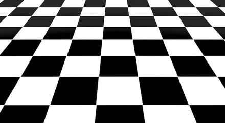 Obraz premium Black and White Checkerboard Pattern Floor Perspective.