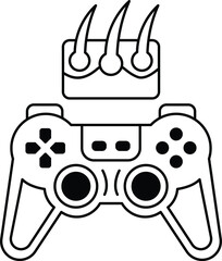 A black and white image of a video game controller with a pair of scissors on to © toonsteb