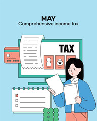 May Comprehensive Income Tax Character Illustration