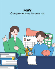 May Comprehensive Income Tax Character Illustration