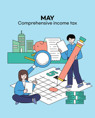 May Comprehensive Income Tax Character Illustration