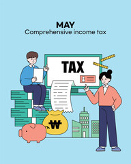 May Comprehensive Income Tax Character Illustration
