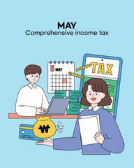 May Comprehensive Income Tax Character Illustration